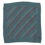 Grey silk hand rolled edge square with red and white diagonal lines