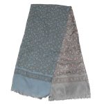 Reversible wool silk grey blue paisley design scarf