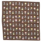 Brown silk floral design square