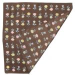 Brown silk floral design square