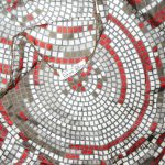 Richard Allan silk scarf with a circle design in red and grey