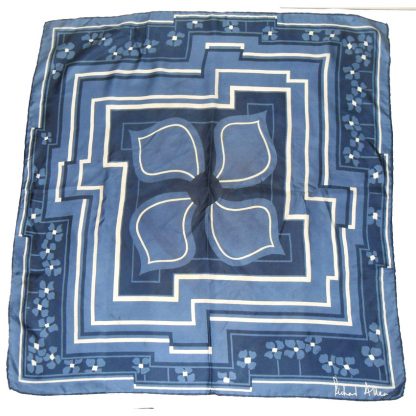 Richard Allan blue and white flower design silk scarf