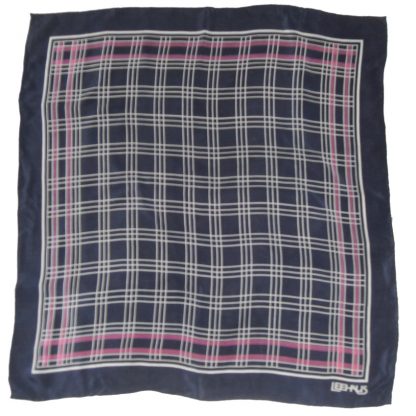 Leehaus dark blue hand rolled edge silk scarf
