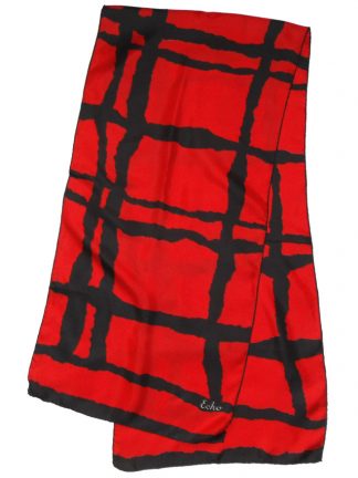 Echo red and black long silk scarf