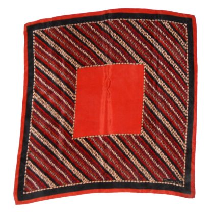 Oscar de la Renta silk scarf in a rust, red, black and gold design