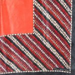 Oscar de la Renta silk scarf in a rust, red, black and gold design