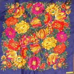 Harvé Benard flower design silk scarf