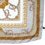 Silver and gold saddlery design silk scarf made in Italy