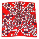 Jacqmar red white and blue spot design silk scarf
