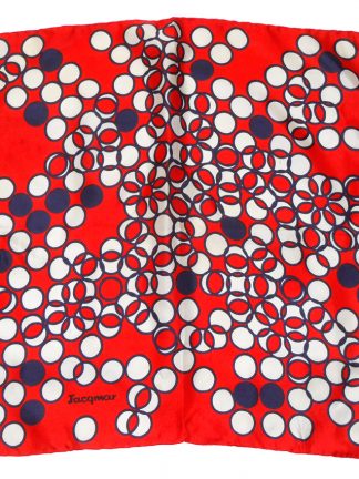 Jacqmar red white and blue spot design silk scarf