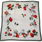 Jacqmar red fruit on cream background silk scarf
