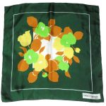 Odile St Germain Paris green background flower design silk scarf