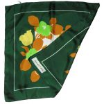 Odile St Germain Paris green background flower design silk scarf