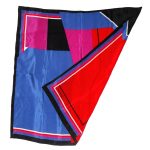 Jacqmar block design silk scarf in red, pin,, blue and black