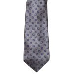Chloe grey silk satin tie with a small red and blue design