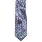 Chloe grey silk satin tie with a small red and blue design