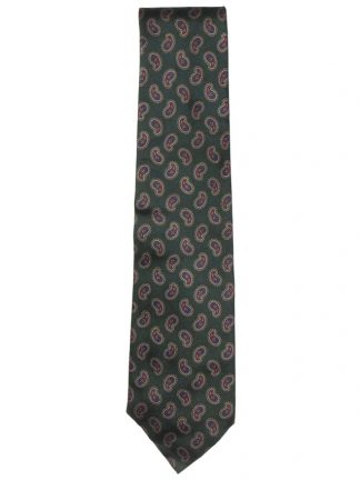 Liberty of London silk tie with a green background and a paisley design