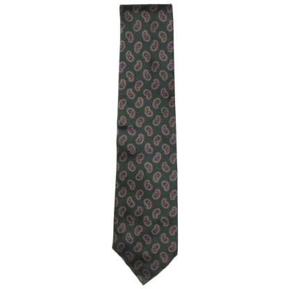 Liberty of London silk tie with a green background and a paisley design