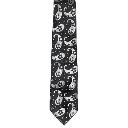 Duchamp black and silver paisley design silk tie.