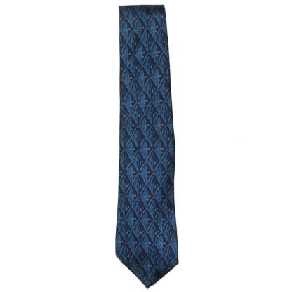 Aquascutum blue fleur de lis design silk tie