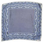 Silk square with an intricate blue and white design