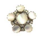 Mother of pearl and clear stone brooch
