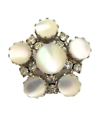 Mother of pearl and clear stone brooch