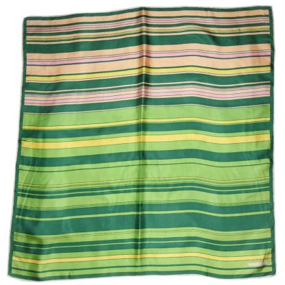 Jacqmar green and pink striped silk scarf
