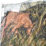 Large chiffon silk scarf with a design of jungle animals