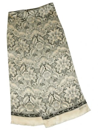 Echo Signature long cream and black silk scarf