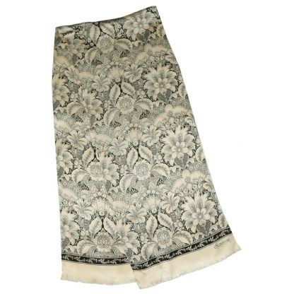 Echo Signature long cream and black silk scarf