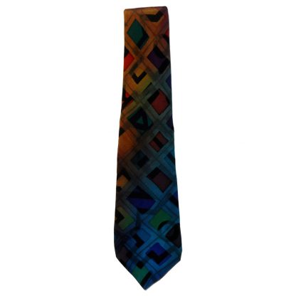 Multi colour hand painted silk tie