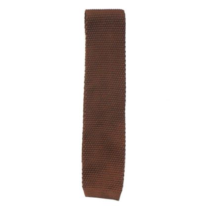 Brown silk knit tie