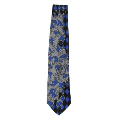 Cecil Gee London silk tie with a blue, grey and black design