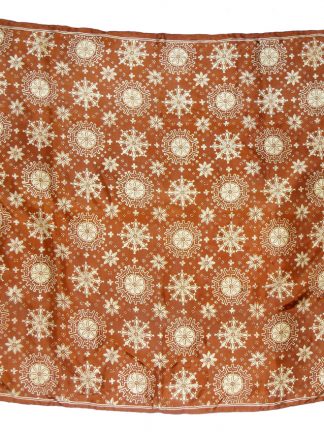 Snowflake design on a brown background silk scarf