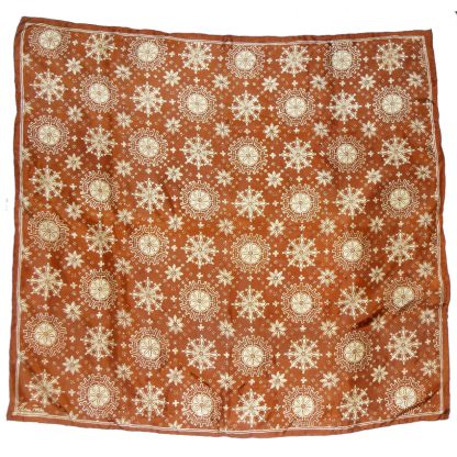 Snowflake design on a brown background silk scarf