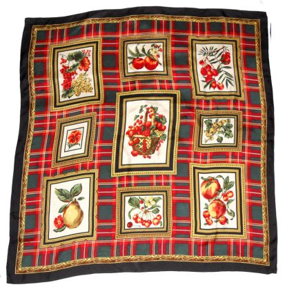 Fruit and tartan design scarf