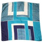 Blue block design silk scarf