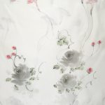 Long silk scarf with a delicate flower design