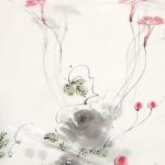 Long silk scarf with a delicate flower design