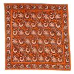 Orange, brown and white design silk scarf