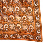 Orange, brown and white design silk scarf