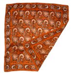 Orange, brown and white design silk scarf