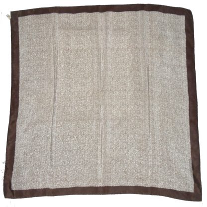 Herringbone design brown and cream silk scarf