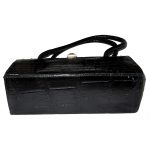 Vintage 1950-1960s black croc handbag