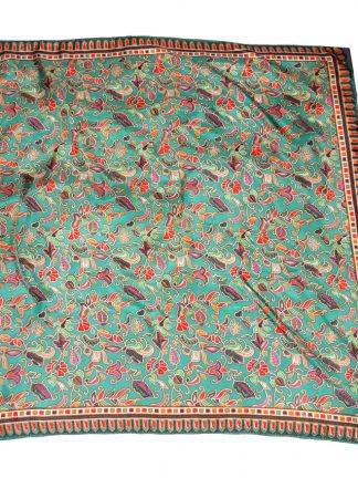 Green background batik design silk scarf
