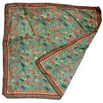 Green background batik design silk scarf