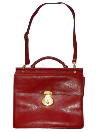 Jelen Paris red grained leather briefcase