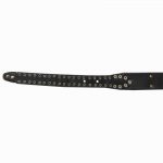 Black leather lion's head studded belt