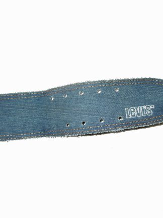 Levis denim, leather backed red tab belt